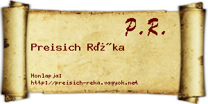 Preisich Réka névjegykártya
