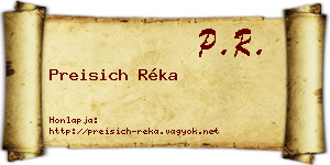 Preisich Réka névjegykártya